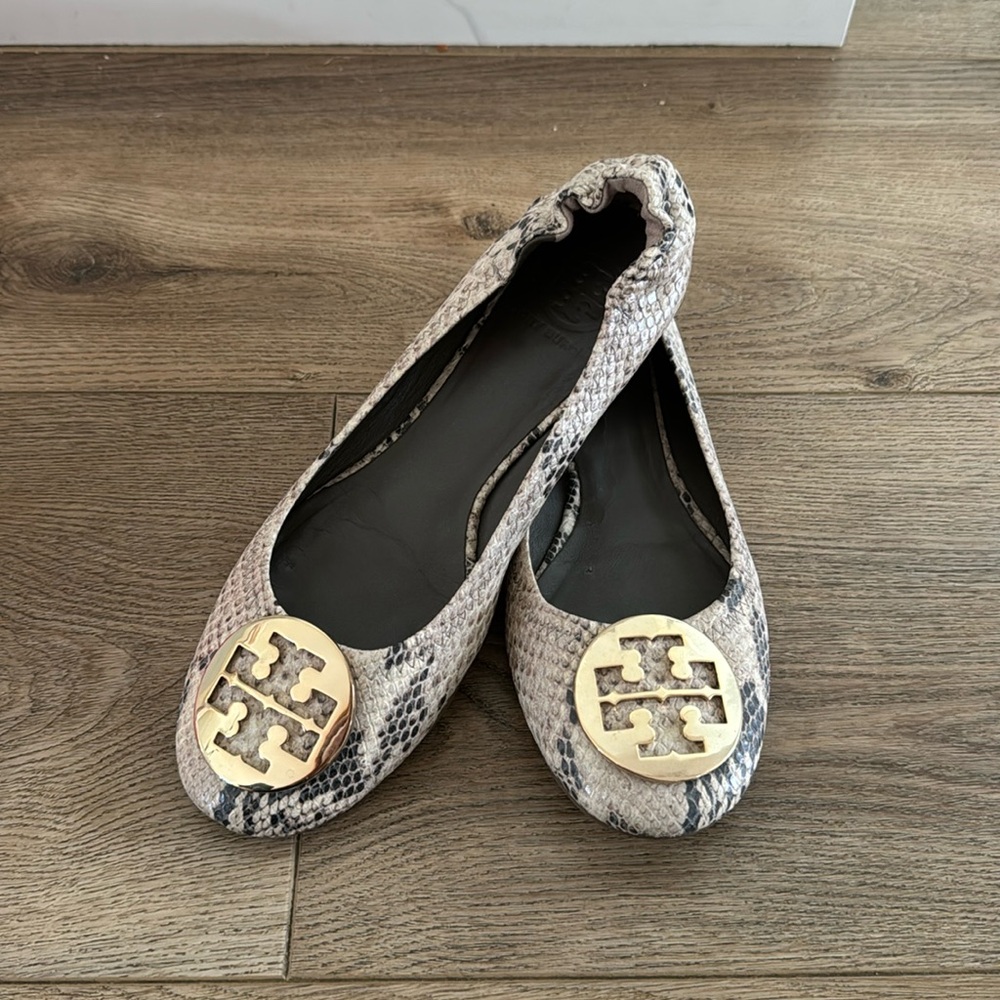 Tory Burch Reva Snakeskin Ballet Flats Size 9 - image 1
